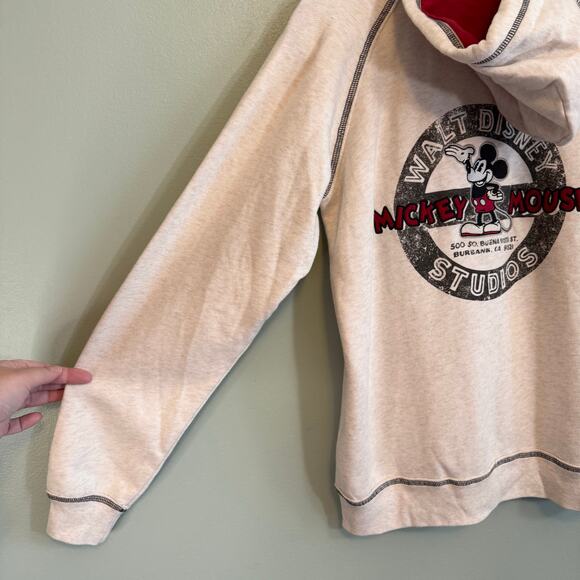 Walt Disney Mickey Mouse Hoodie Adult L White Cream Full Zip Jacket Fleece Lined - Picture 8 of 9